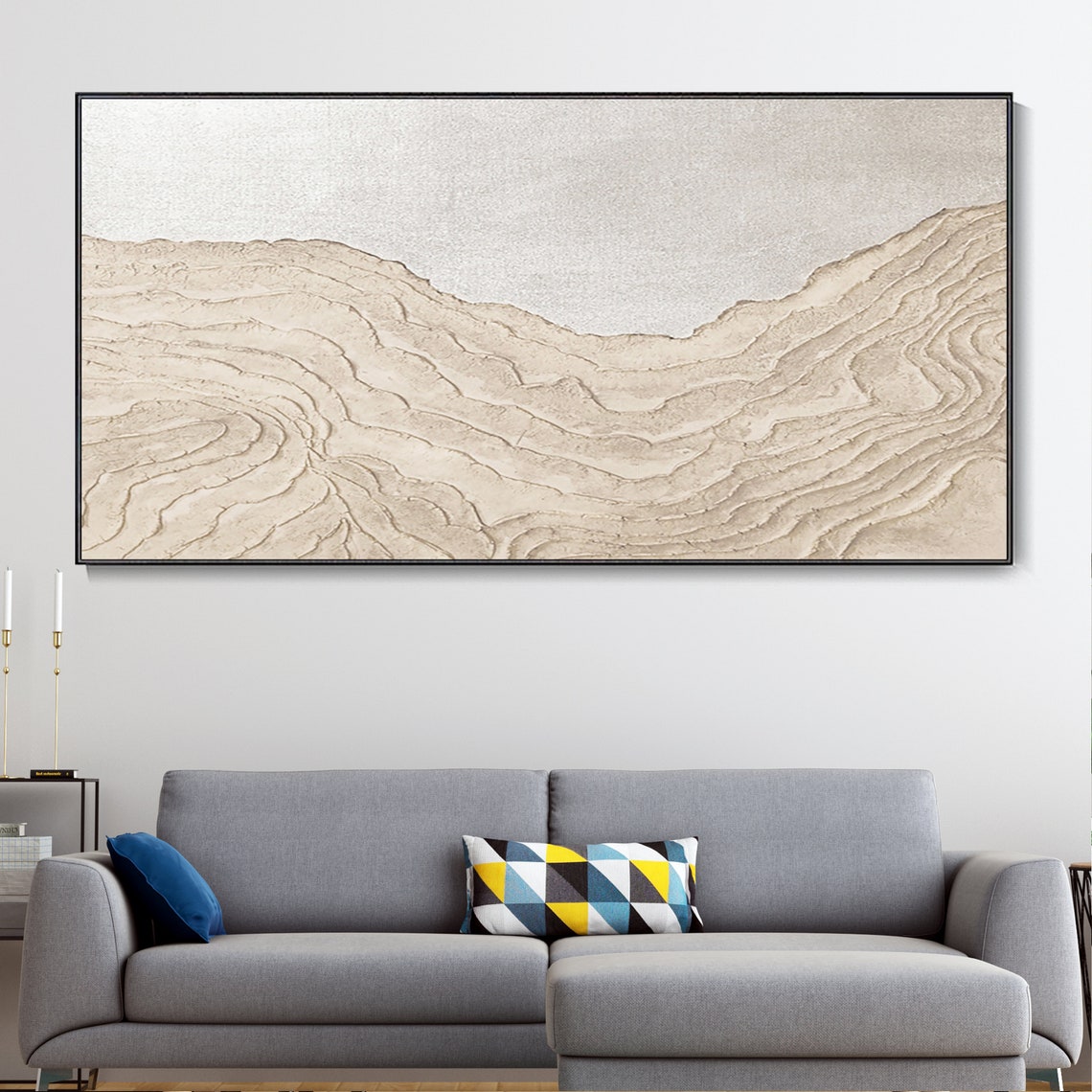 Neutral Beige Wabi Sabi Mountain Ridges Textured Abstract Art Poster - Image 2