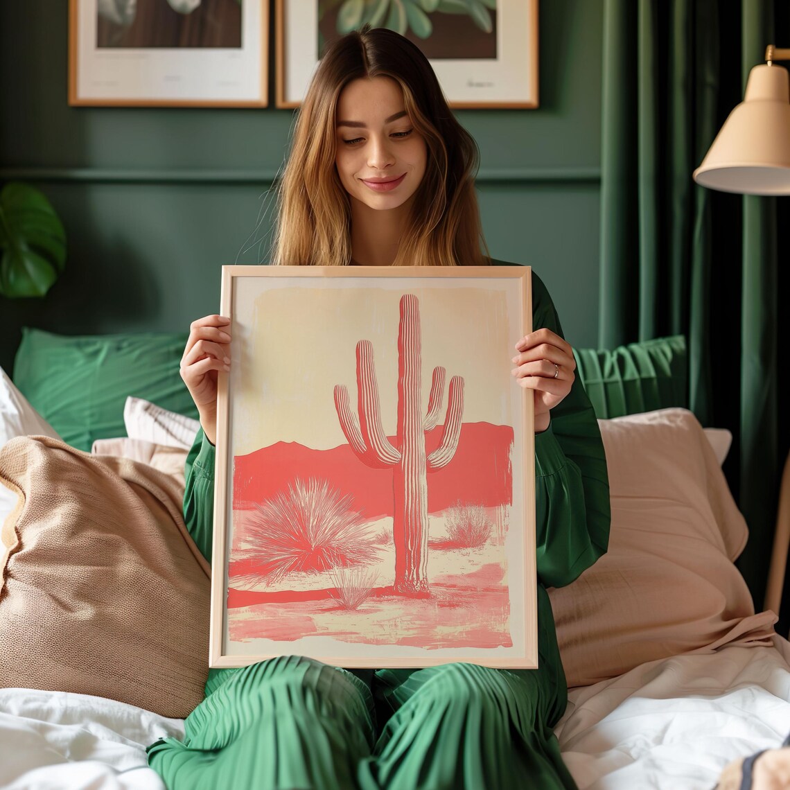 Vintage Cactus Desert Art Print, Southwest Poster