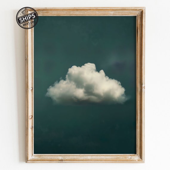 Sage Cloud Painting Abstract Print Wall Art Beige Maximalist Decor