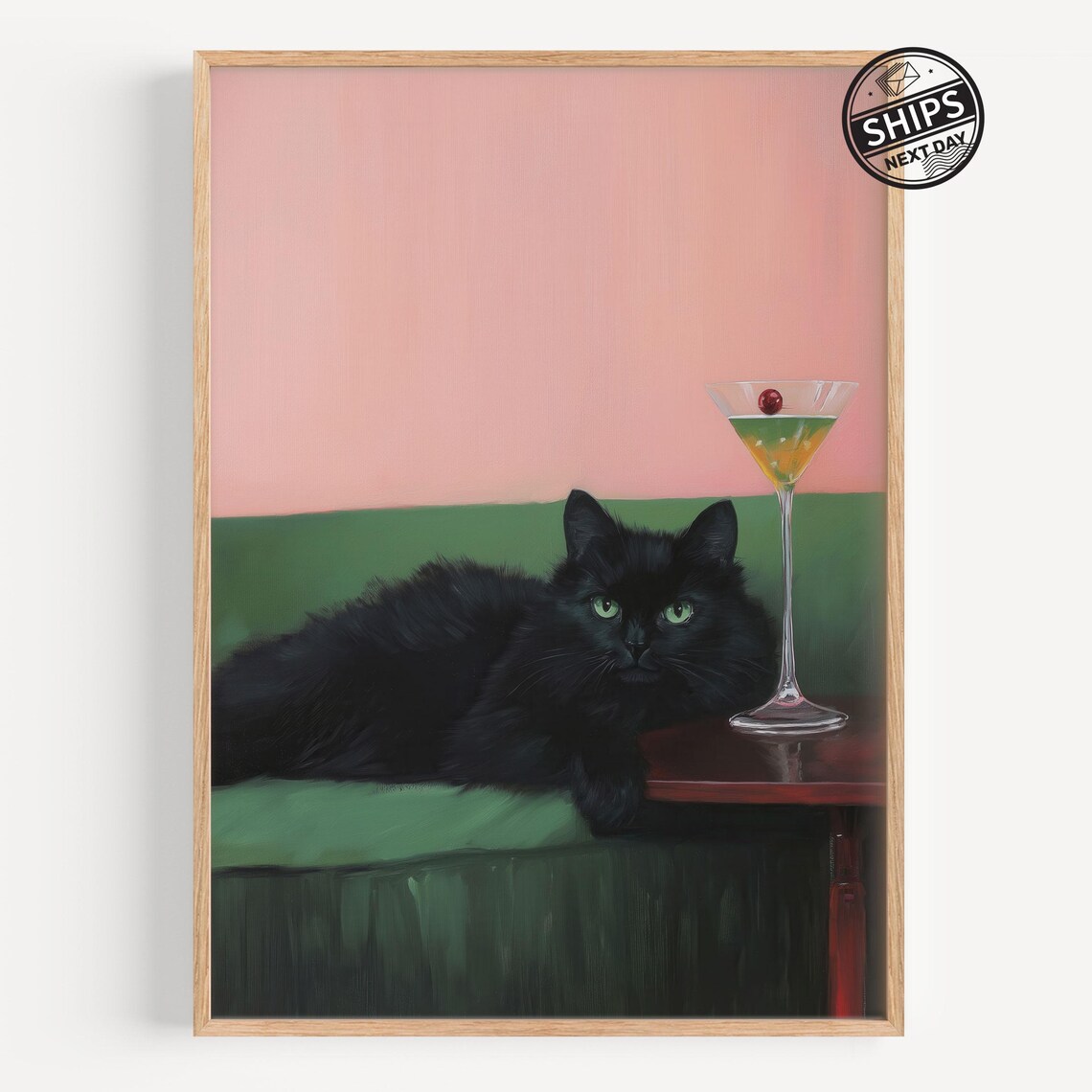 Black Cat Cute Quirky Whimsical Art Print