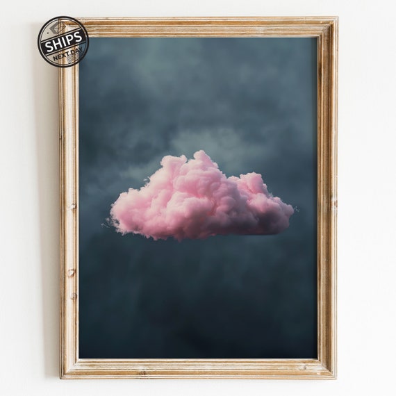 Cloud Painting Pink Abstract Art Print, Maximalist Decor