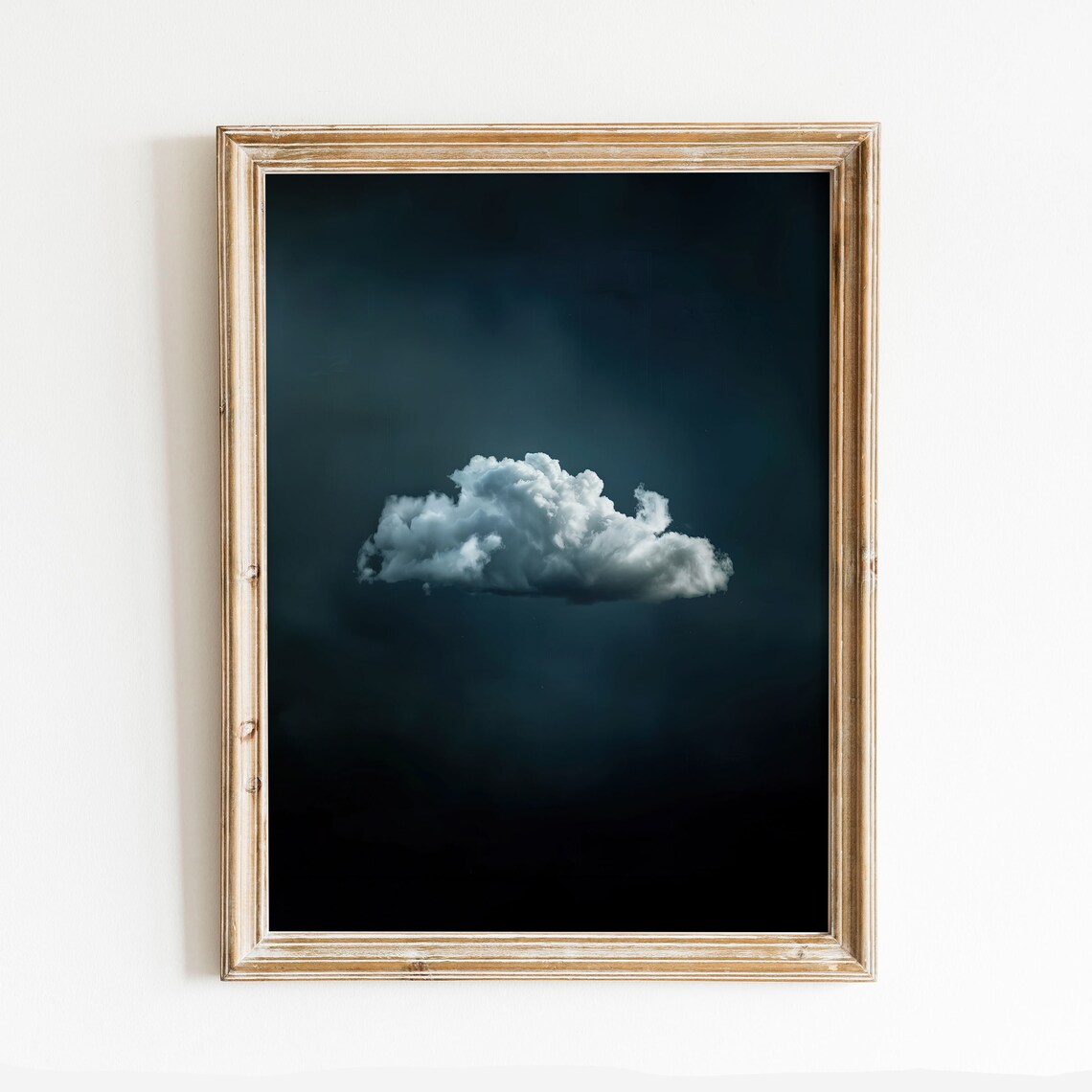 Night Sky Cloud Painting, Indigo Maximalist Art Print