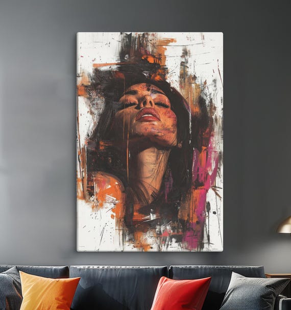 Abstract Desire Modern Female Portrait Sensual Art Print Bold Wall Decor Large Painting Ready To Hang