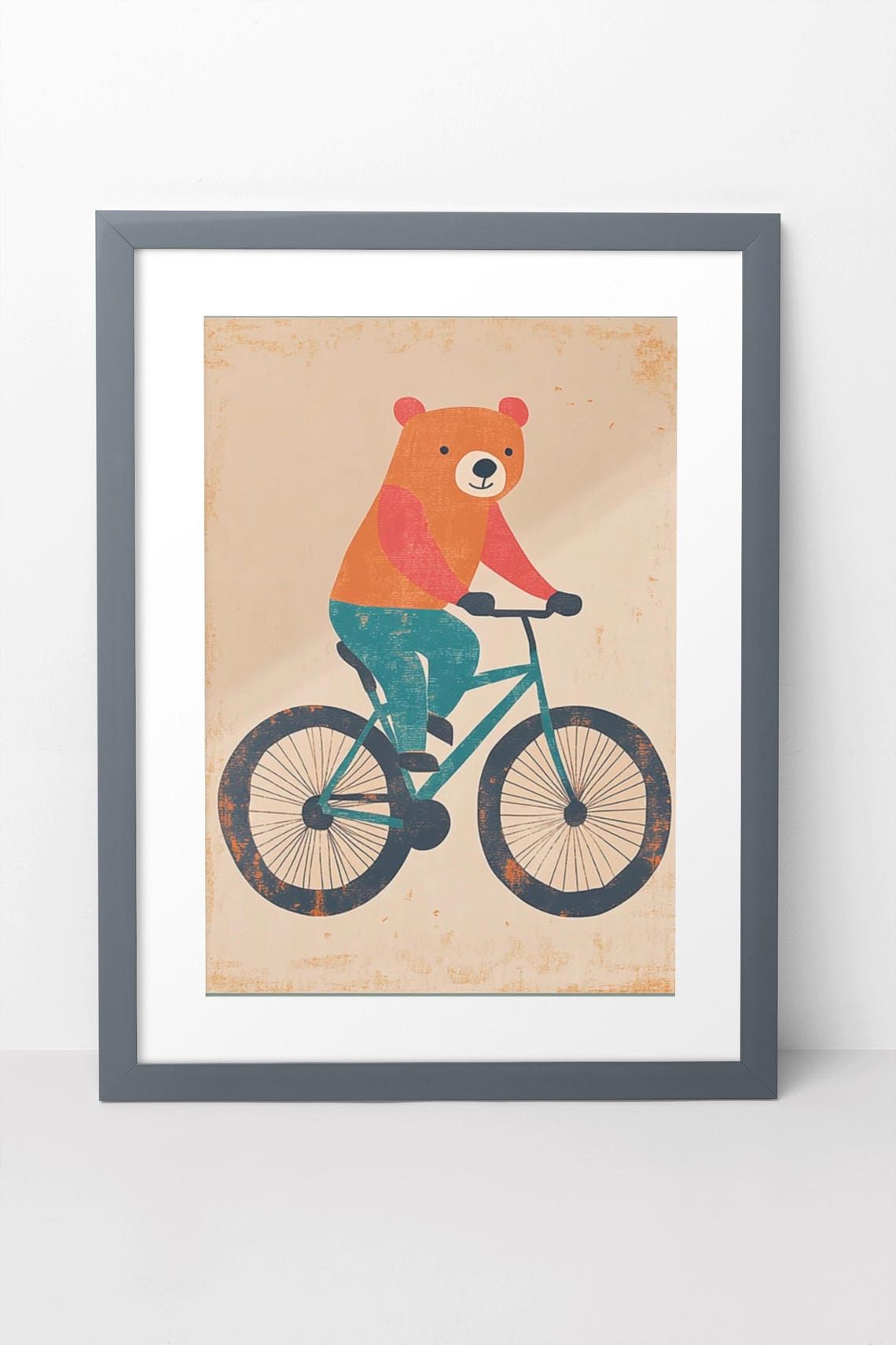 Bear On Bike Wall Art Nursery Animal Print Kids Room Decor Woodland Animal Poster Bear Art Baby Room Decor - Image 3