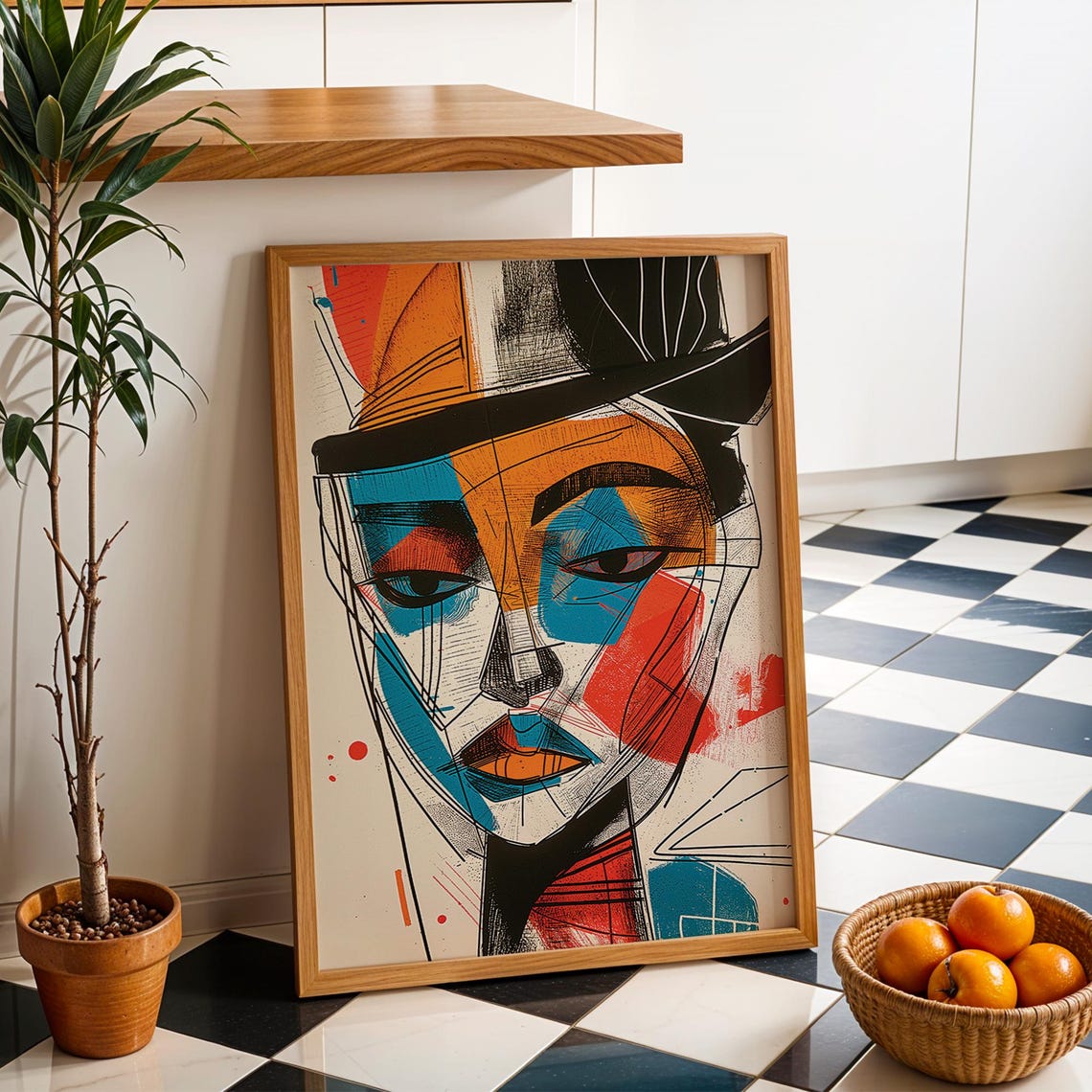 Abstract Modern Wall Art Geometric Face Art Print Vibrant For Unique Home Decor And Creative Living Spaces - Image 2