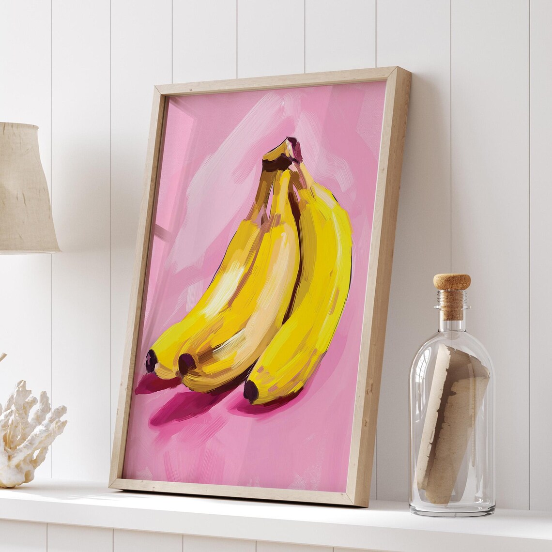 Banana Wall Art Print Pink Kitchen Wall Poster Modern Fruit Print Vibrant Kitchen Decor Banana Wall Art Pop Art Poster - Image 4