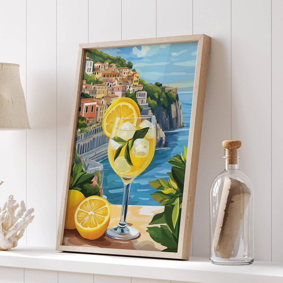 Italian Coastal Town Lemon Spritz Summer Cocktail Wall Poster - Image 2