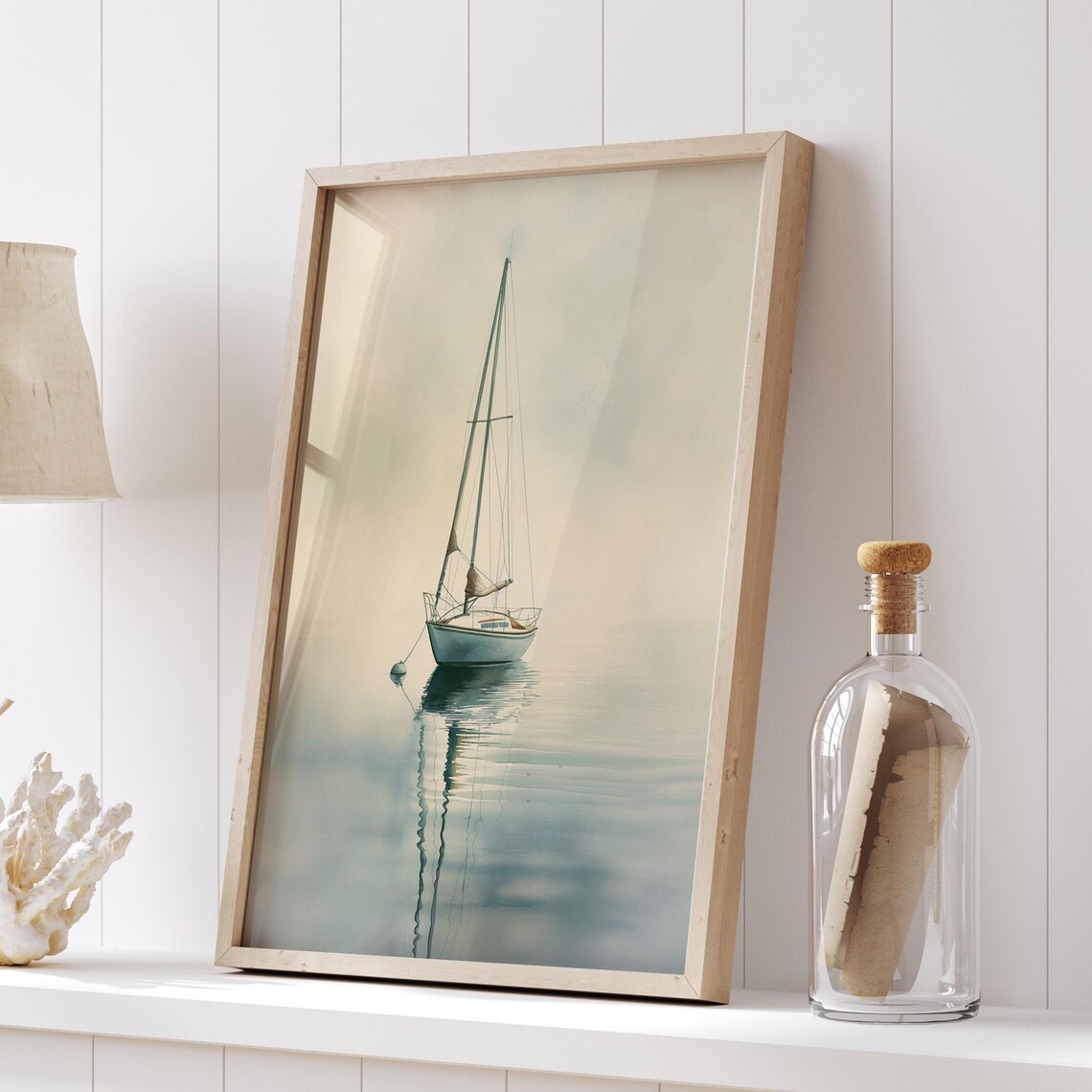 Sailboat Wall Art Minimalist Coastal Decor Serene Ocean Scene Home Print Modern Nautical Wall Art Instant - Image 5