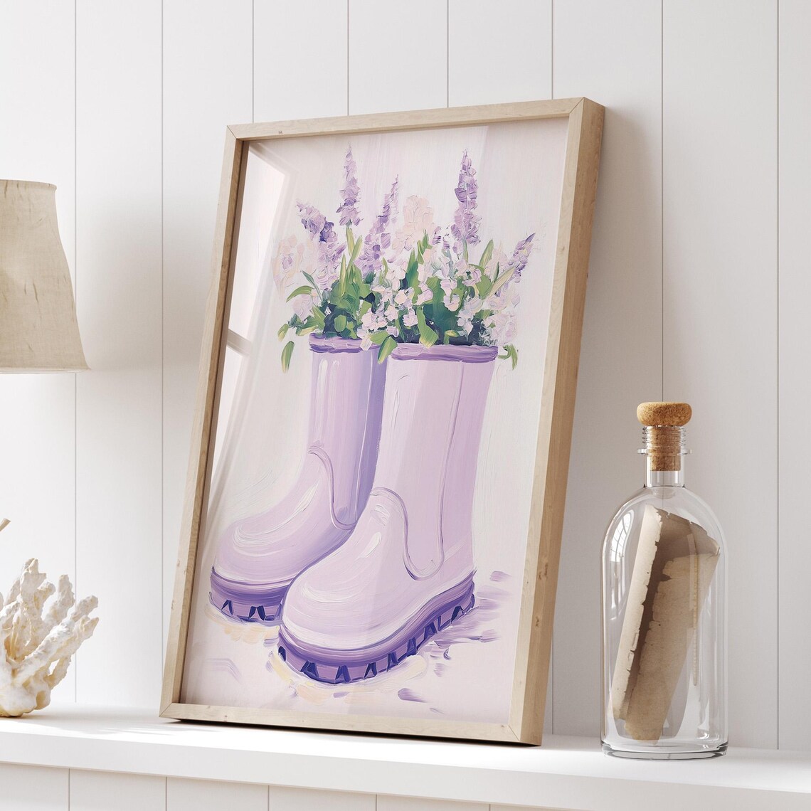Purple Rain Boots with Lavender Flowers Watercolor Poster Charm - Image 5