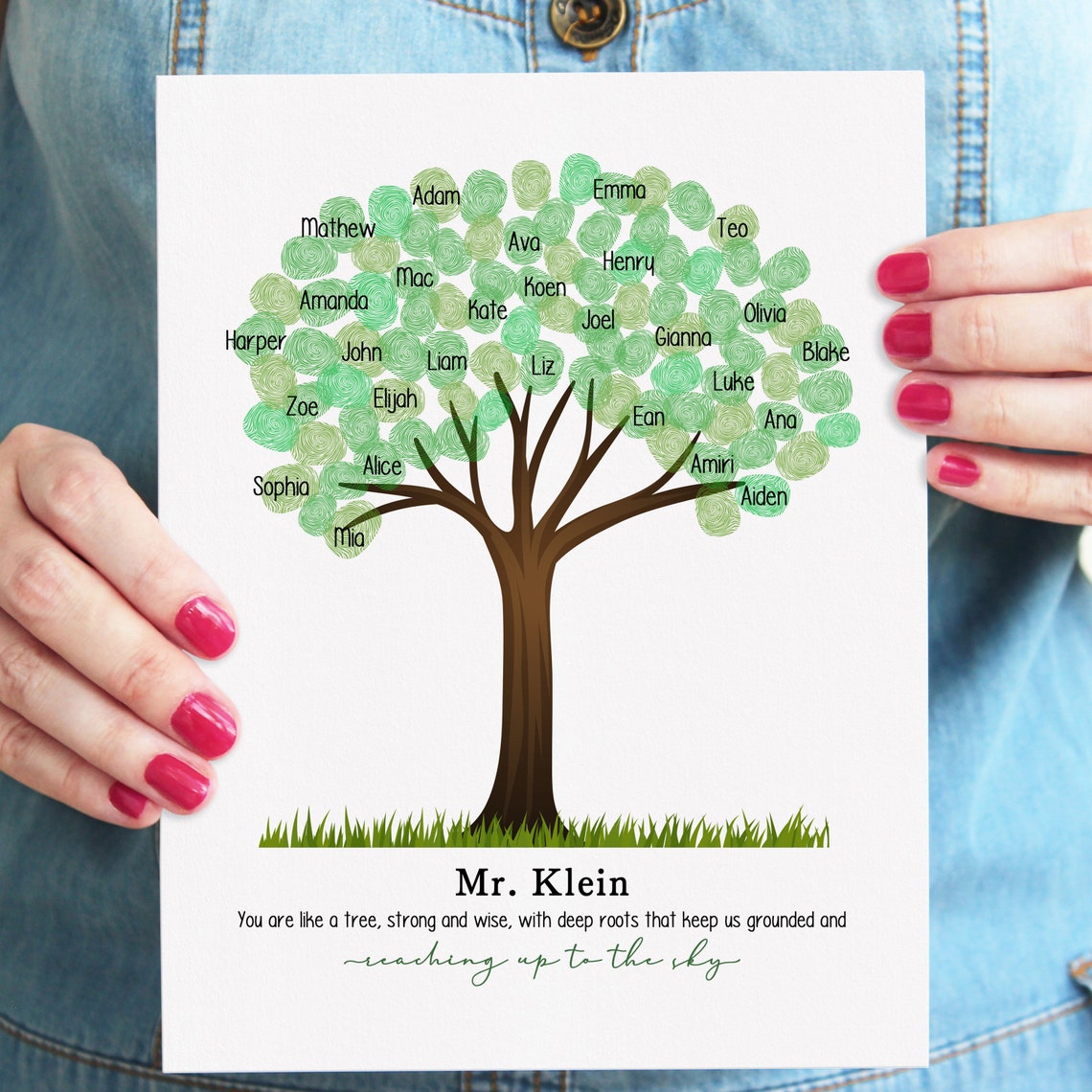 Teacher Appreciation Gift Diy Teacher Fingerprint Tree Keepsake From Student End Of Year Gift Personalized Thumbprints Class Gift - Image 3