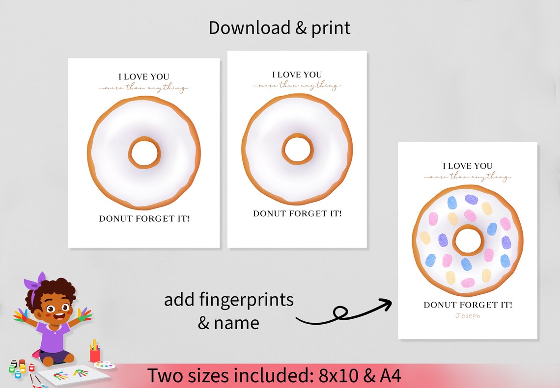 Donut Fingerprints Keepsake Art Print, Teacher Gift - Image 4