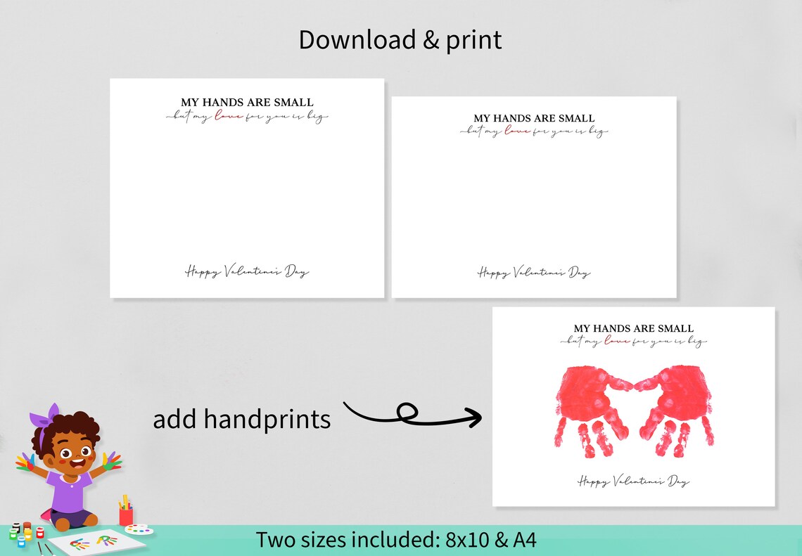 My Hands Are Small My Love Is Big Valentine Handprint Poster - Image 4