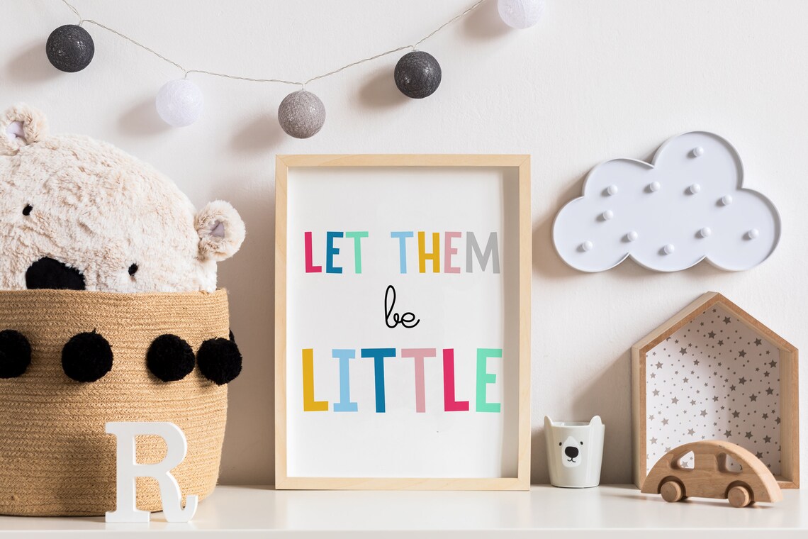 Let Them Be Little Colorful Nursery Kids Room Decor Quote Poster - Image 4