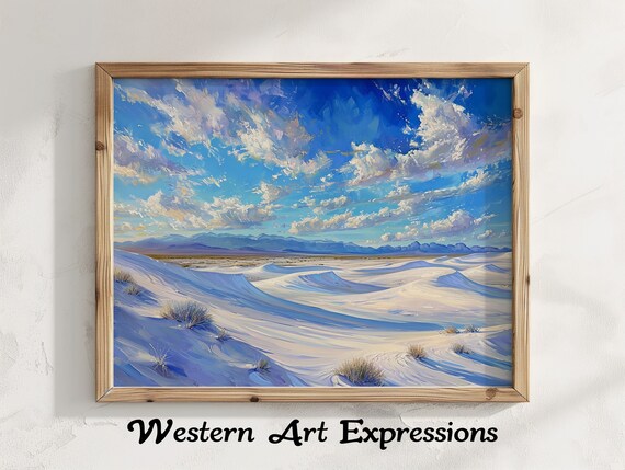 White Sands National Park Oil Painting Vast Rolling Dunes Poster
