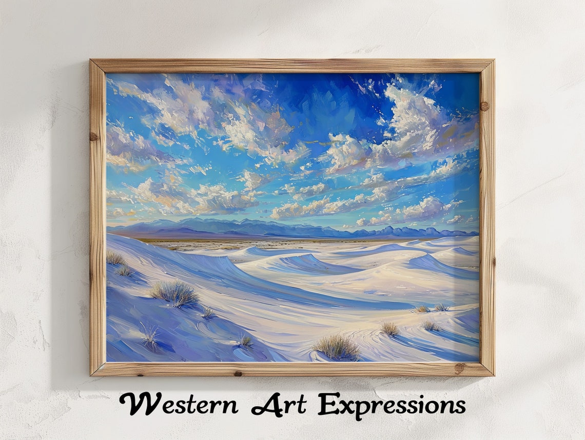 White Sands National Park Oil Painting Vast Rolling Dunes Poster