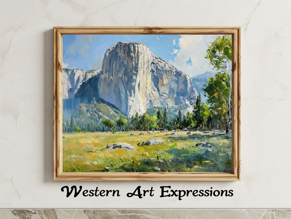 El Capitan Yosemite National Park Oil Painting Mountain Print