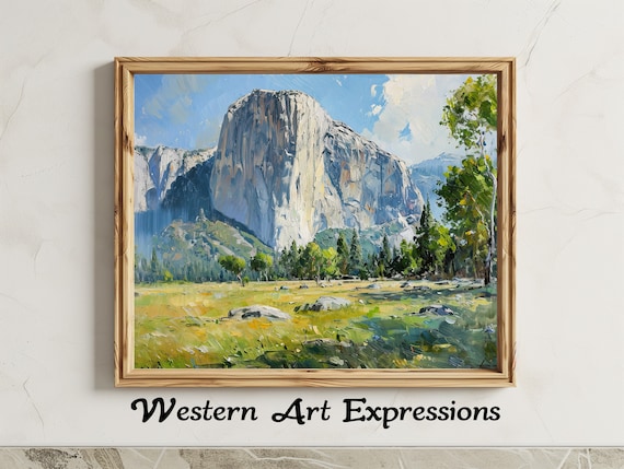 El Capitan Yosemite National Park Oil Painting Mountain Print