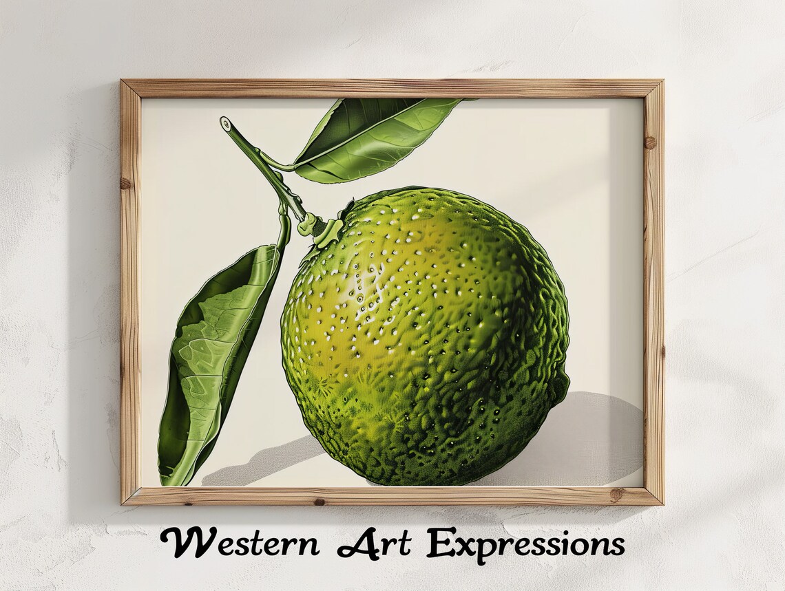 Lime Illustration Vibrant Citrus Wall Art Green Lemon Print Kitchen Decor Modern Botanical Refreshing Fruit Poster