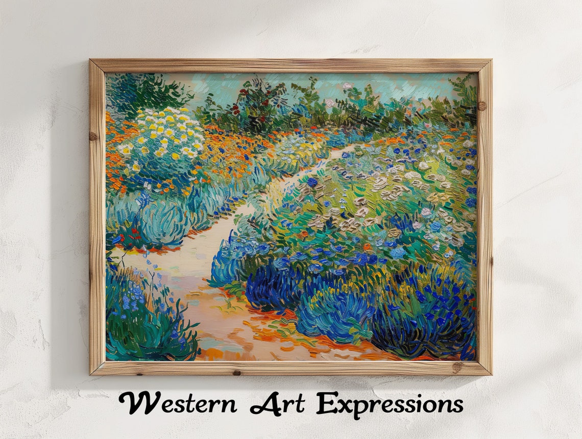 The Garden Path Impressionist Flower Garden Oil Painting Print