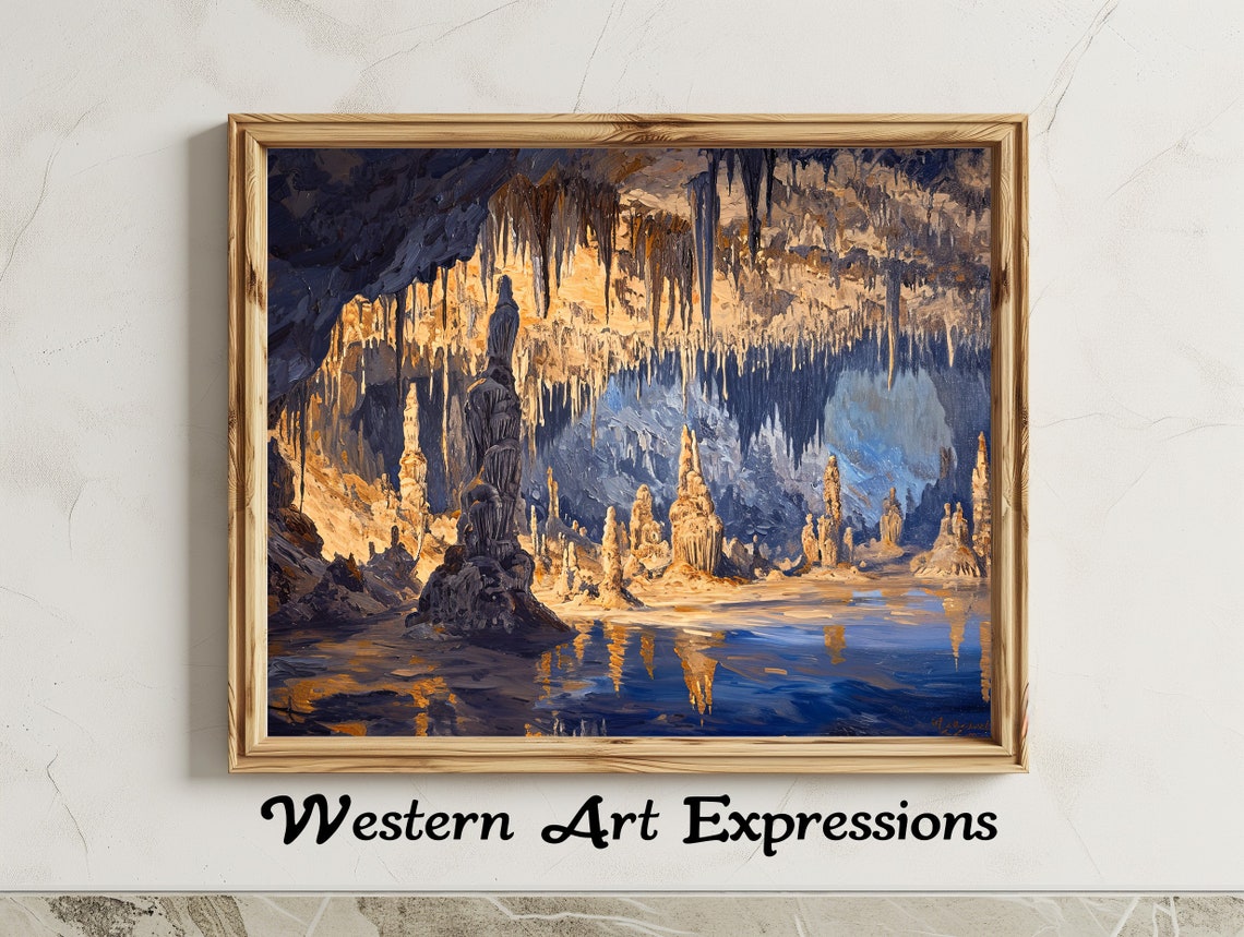 Lehman Caves Great Basin Golden Stalactites Oil Painting Poster