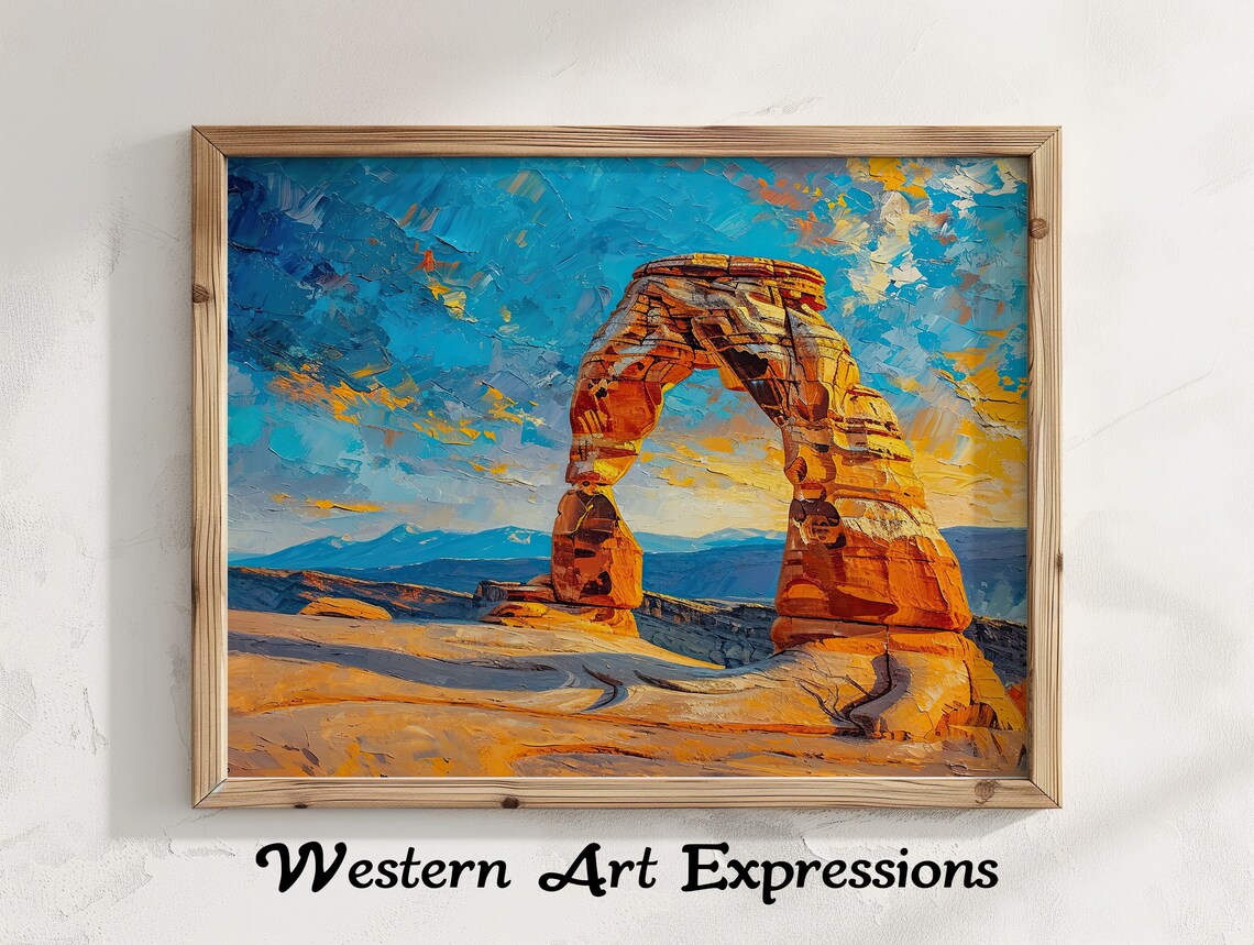 Delicate Arch Arches National Park Utah Sunset Oil Painting Poster
