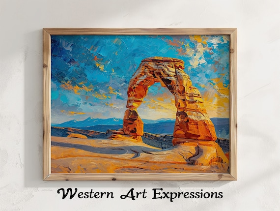 Delicate Arch Arches National Park Utah Sunset Oil Painting Poster