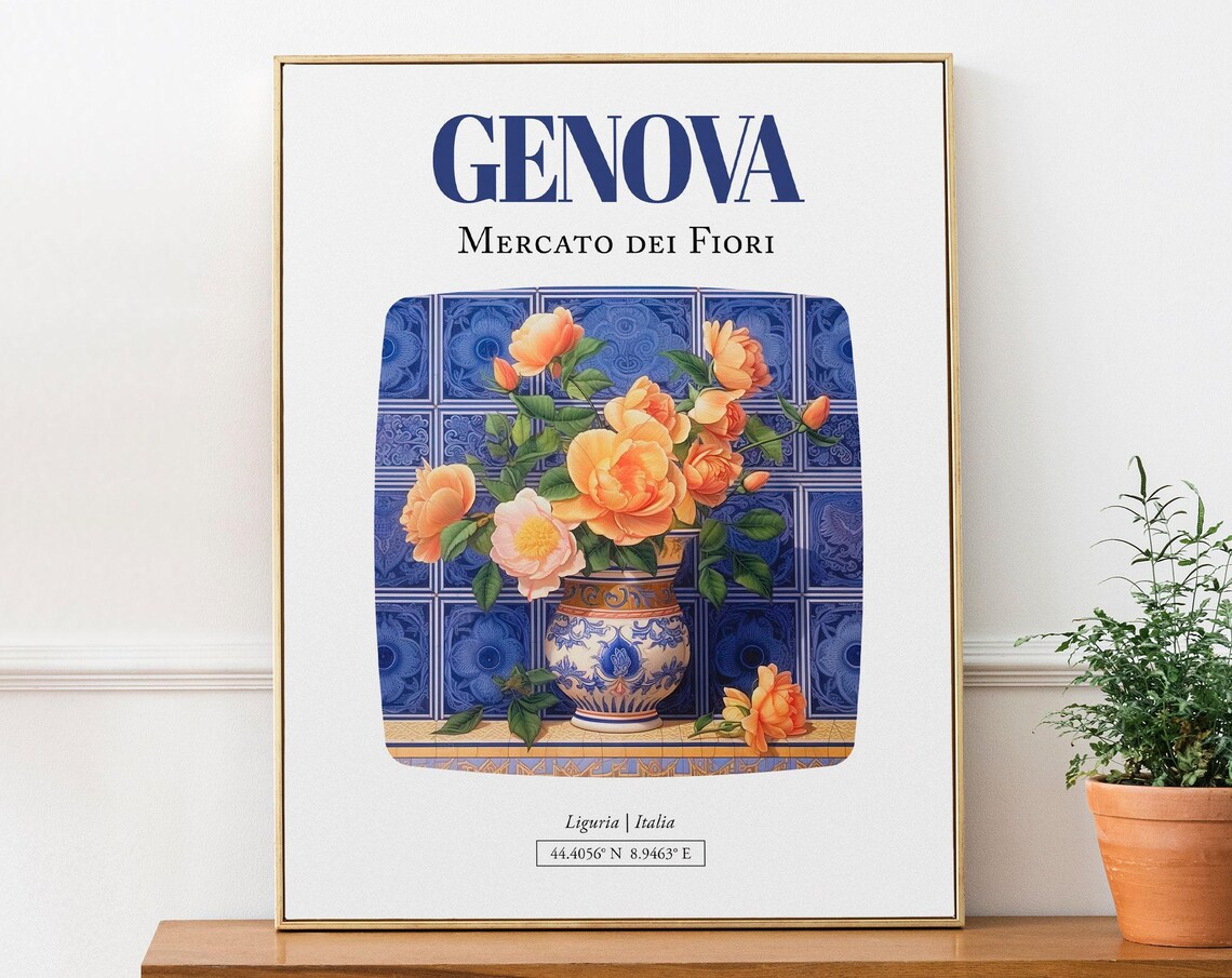 Genova Liguria Italia Mercato Dei Fiori Poster Print