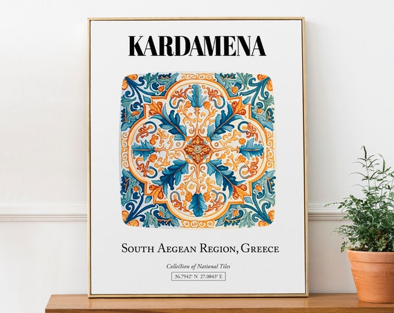 Kardamena Greek Island Tile Pattern Art Print