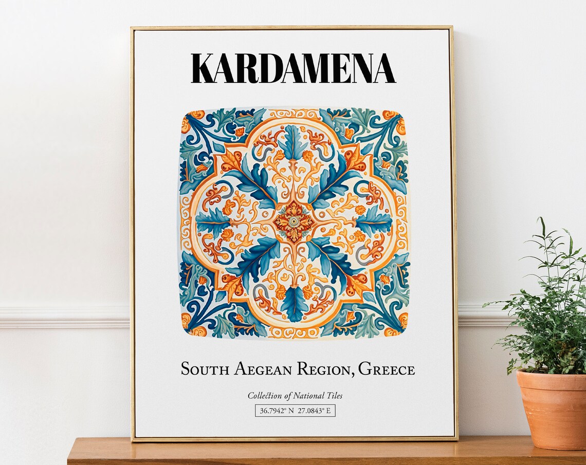 Kardamena Greek Island Tile Pattern Art Print