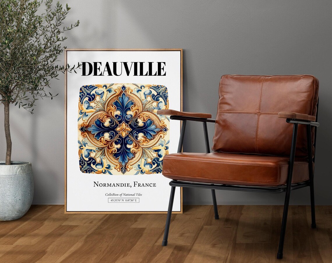 Deauville Normandie France Tile Pattern Travel Poster