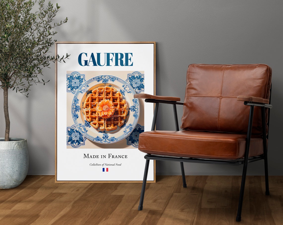 Gaufre on Maiolica Tile Plate, French Food Art Print - Image 4