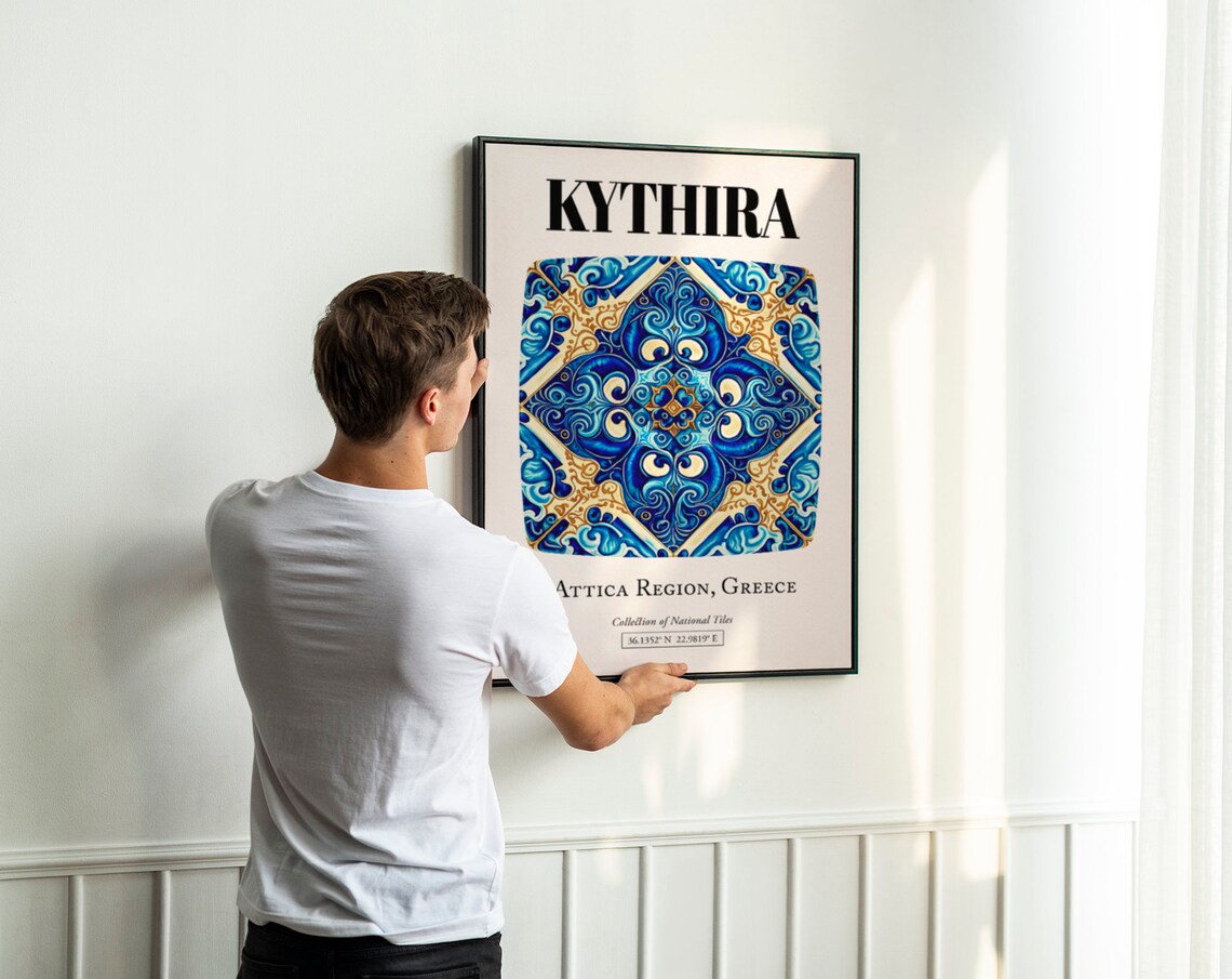 Kythira Greek Island Tile Pattern Travel Poster - Image 3