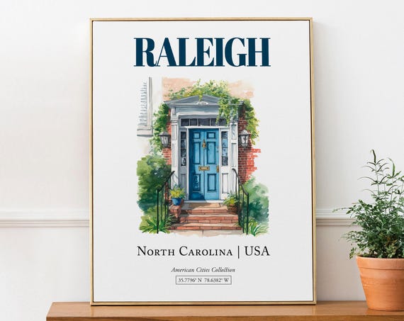 Raleigh North Carolina USA Minimalist Watercolor Art Print