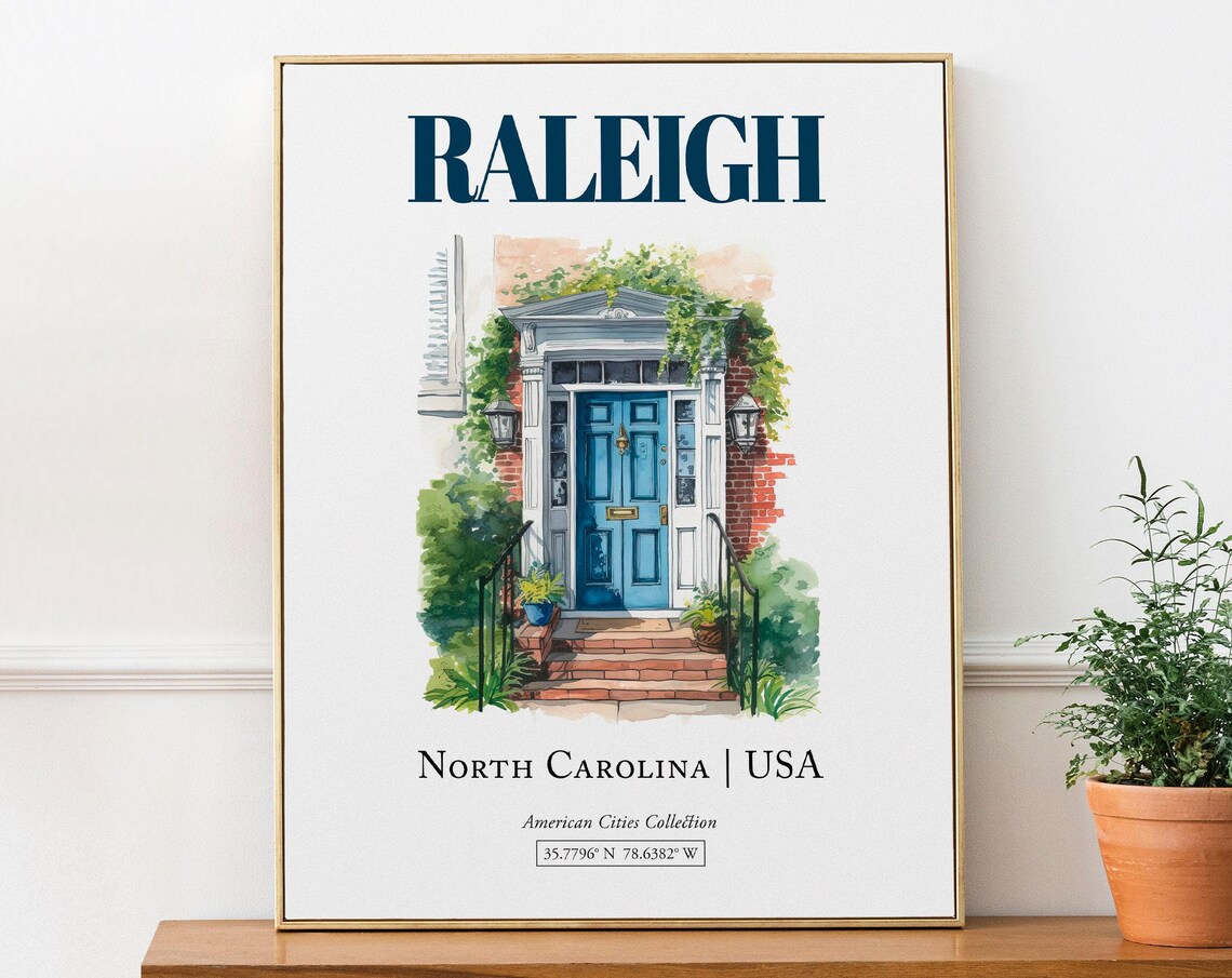 Raleigh North Carolina USA Minimalist Watercolor Art Print