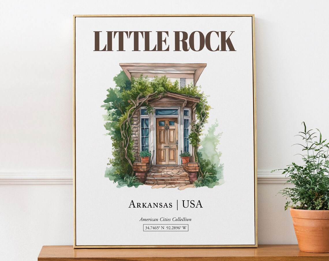 Little Rock Arkansas Minimalist Watercolor Travel Poster