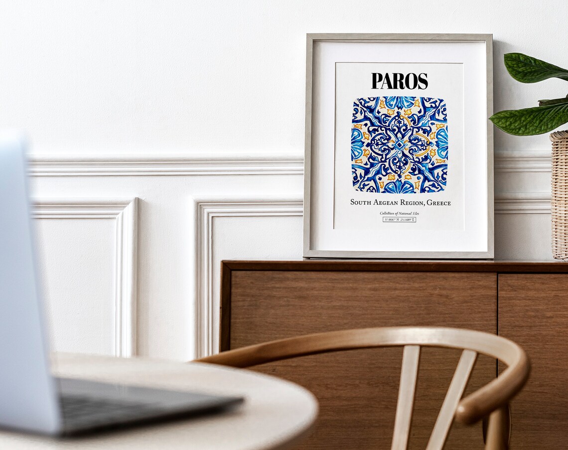 Paros Enchanting Tile Pattern, Greek Island Charm Poster - Image 4