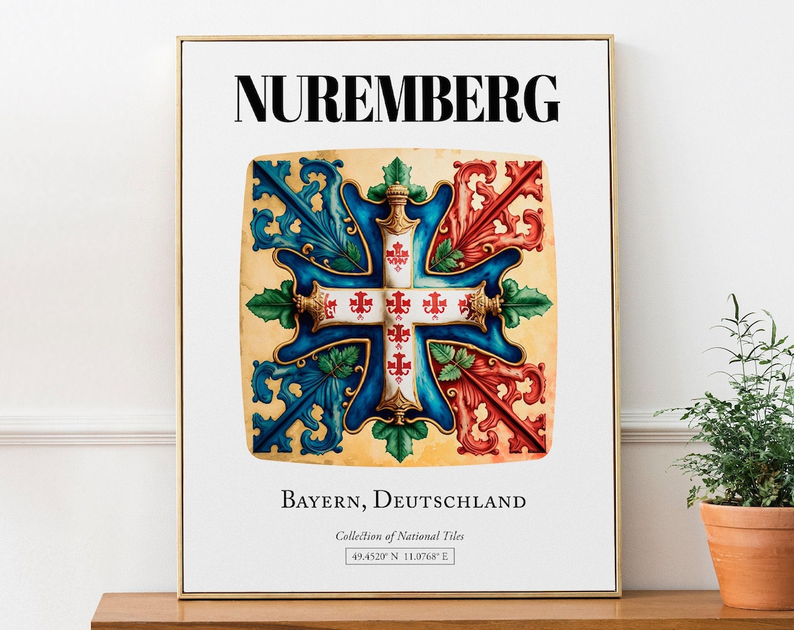 Nuremberg Bayern Germany Traditional Tile Pattern Art Print
