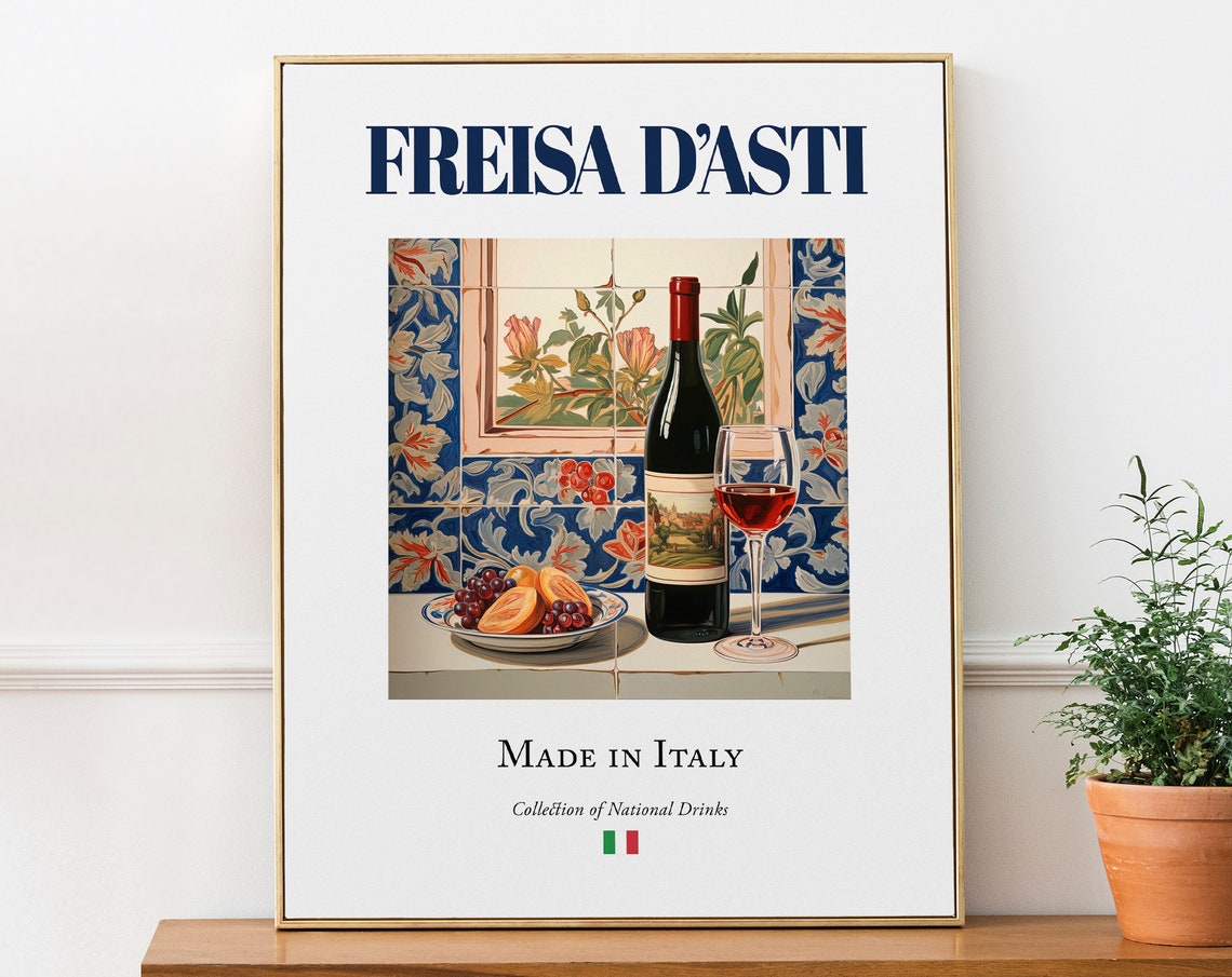 Freisa Dasti on Maiolica Tile, Italian Drink Poster