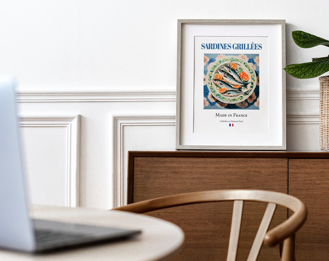Sardines Grilles on Maiolica Tile Plate, Food Poster - Image 4