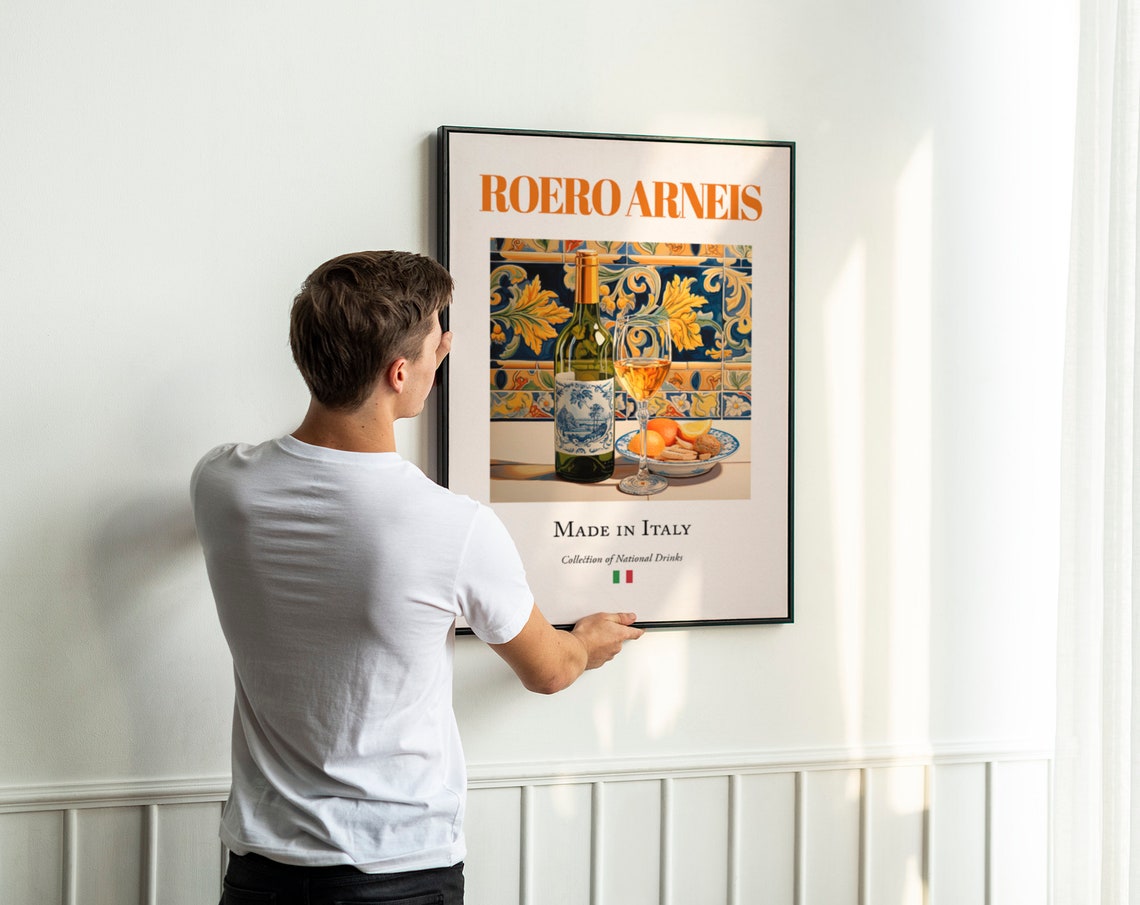 Roero Arneis Wine on Maiolica Tile Art Print - Image 3