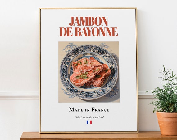 Jambon De Bayonne Maiolica Tile Plate, Food Poster