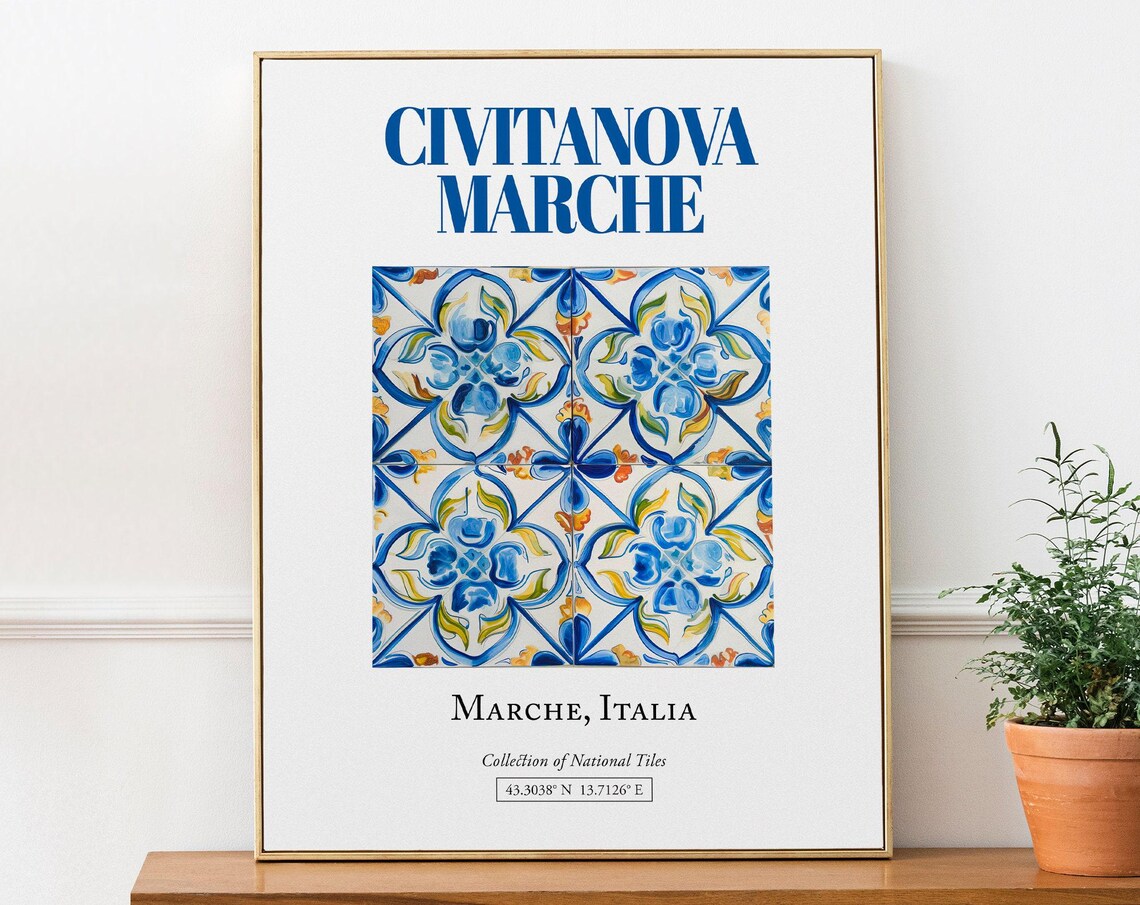 Civitanova Marche Italy Folk Maiolica Tile Poster