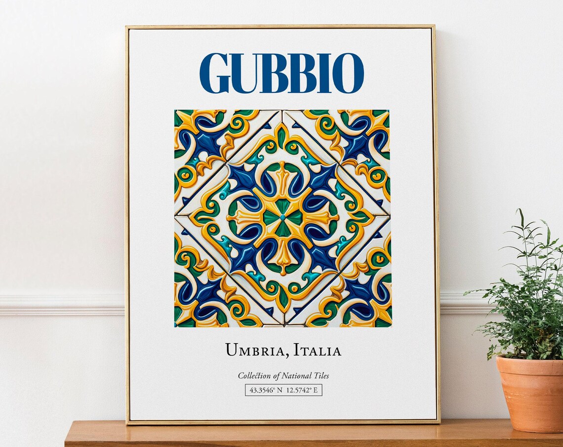Gubbio Umbria Italy Maiolica Tile Travel Poster
