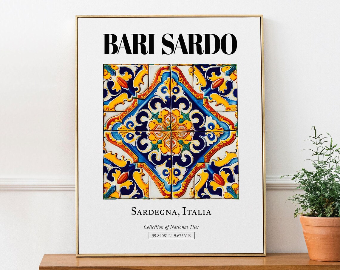 Bari Sardo Sardegna Italy Folk Maiolica Tile Poster