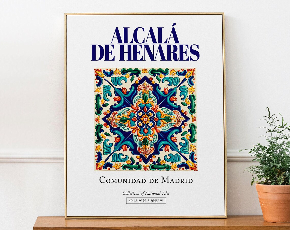 Alcal De Henares Spain Folk Traditional Tile Art Print