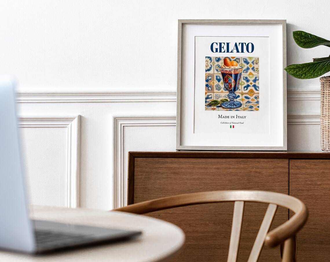 Gelato on Maiolica Tile Plate, Italian Food Art Print - Image 4