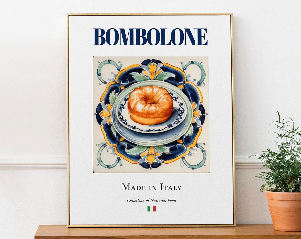 Bombolone on Maiolica Tile Plate, Italian Food Art Print