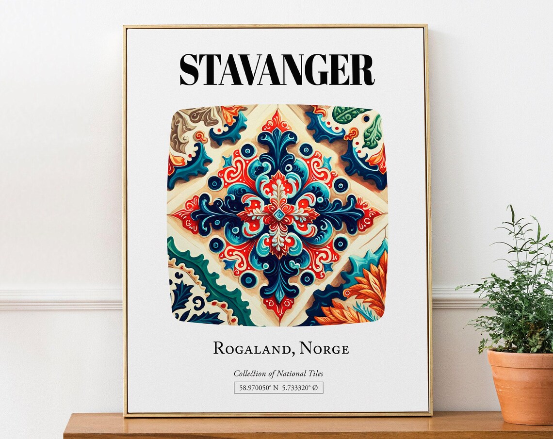 Stavanger Rogaland Norway Traditional Floral Pattern Art Print