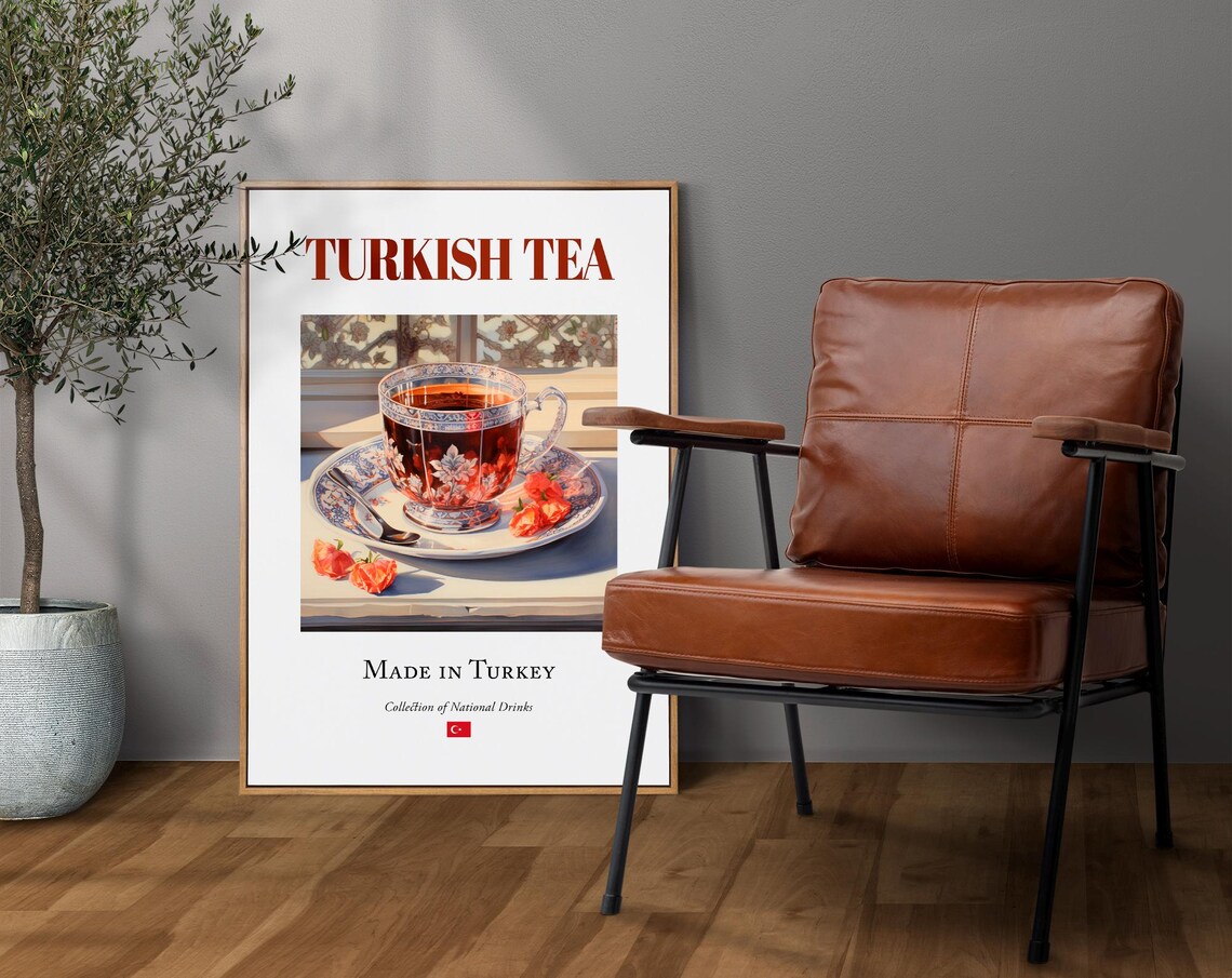 Turkish Tea On Izmir Tile Traditional Turkish Tea Beverage Print Dining Room And Restaurant Wall Decor - Image 4