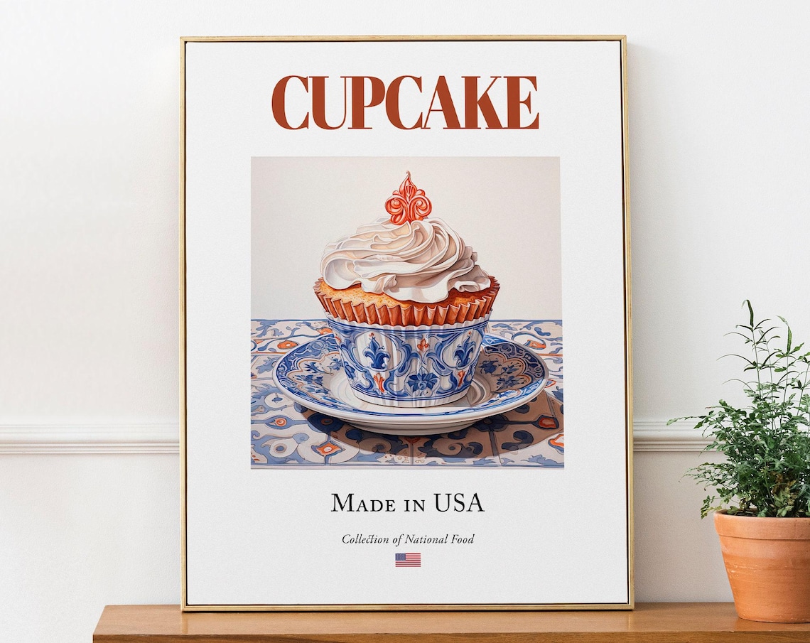 Cupcake On Maiolica Tile Plate Art Print